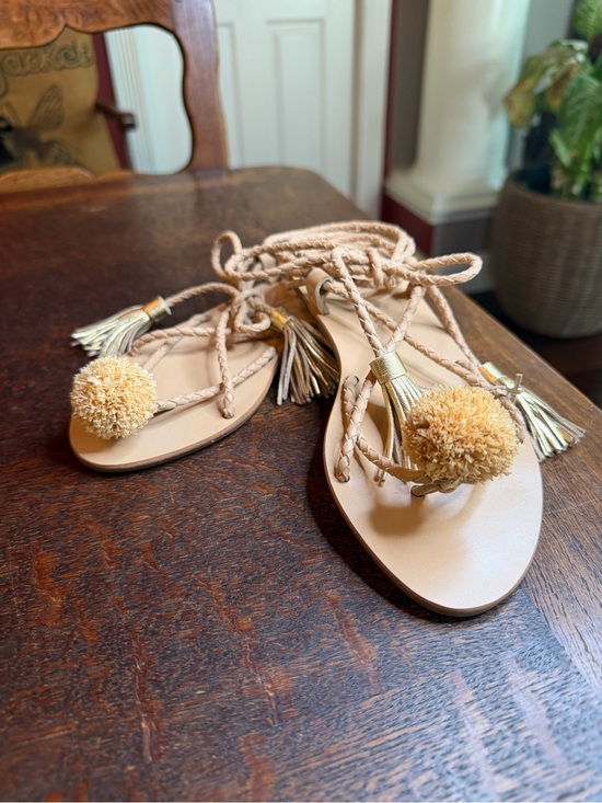 Loeffler Randall Shoes - Loeffler Randall Braided Pom Pom Tassel Wrap Sandals - Size 6.5